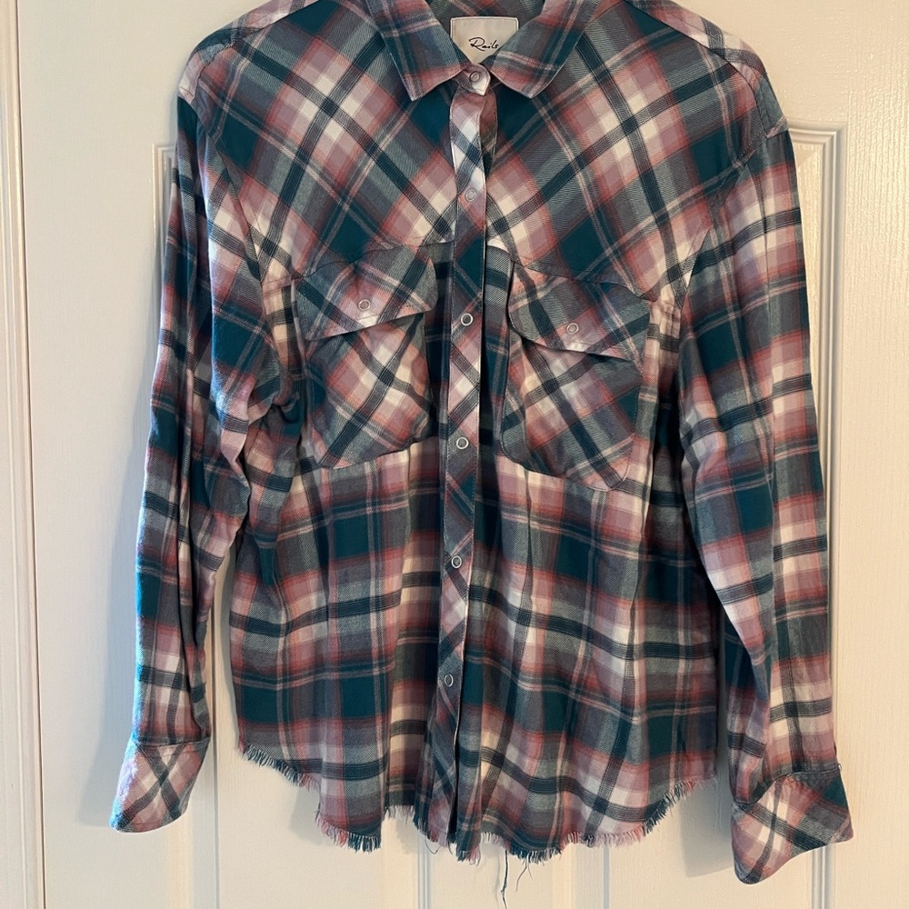 Rails Teal and Pink Plaid Shirt